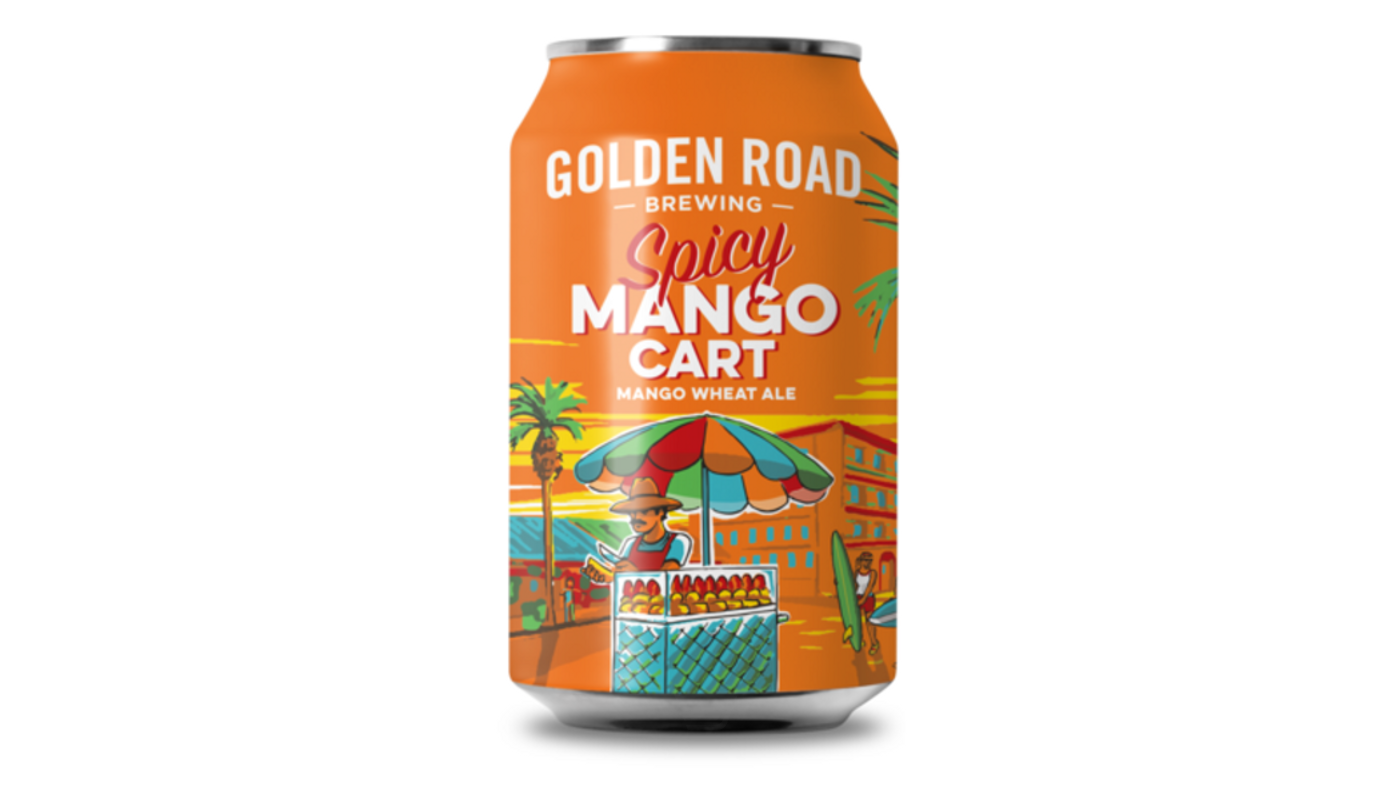 Order Golden Road Spicy Mango Cart 6 Pack 12 oz Cans 4% ABV food online from P & B Liquor & Fine Wine store, Long Beach on bringmethat.com