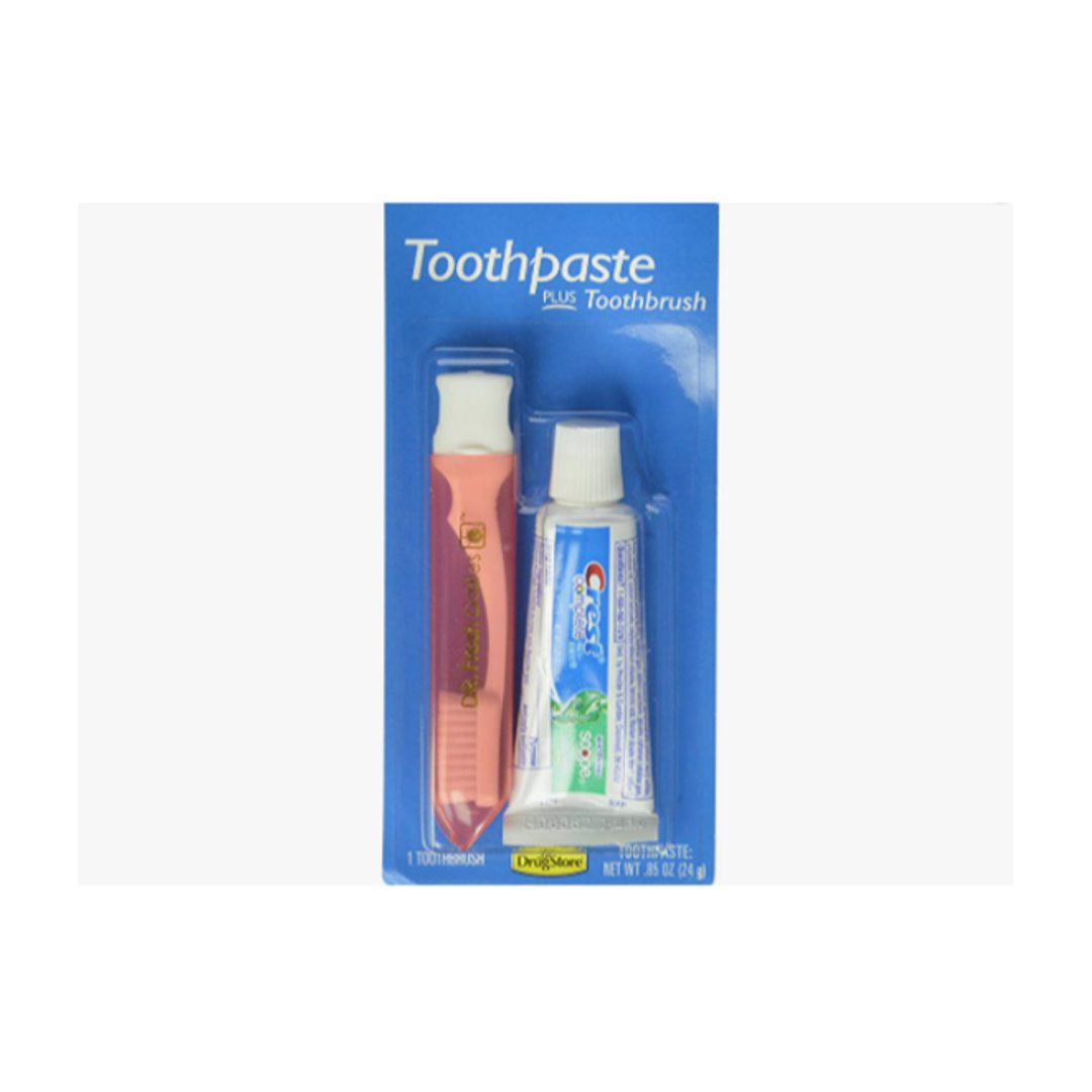 Order Lil' Drugstore Products Crest Toothpaste & Toothbrush Kit food online from Rebel store, Las Vegas on bringmethat.com