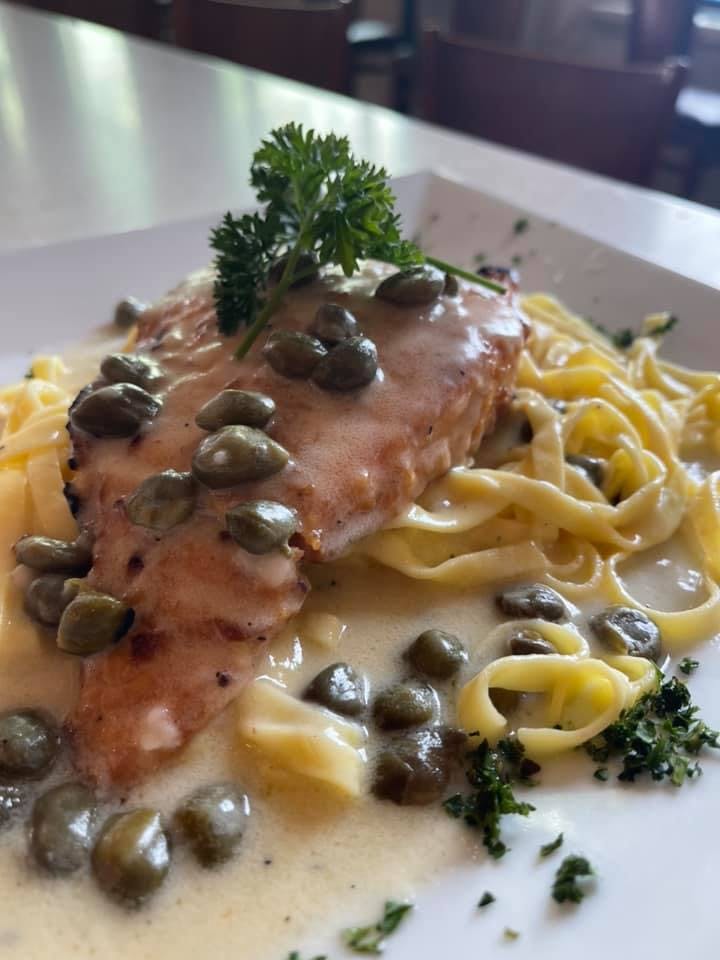 Order Salmon Piccata - Seafood food online from Bacco Pizzeria & Wine Bar store, Harrisburg on bringmethat.com