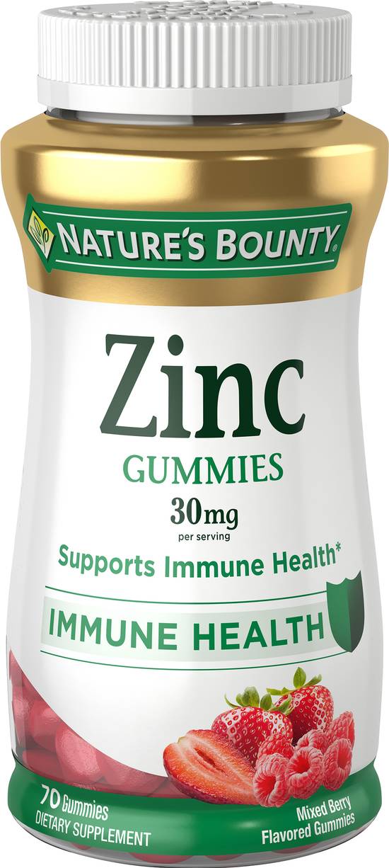 Order Natures Bounty Zinc 30 Mg Gummies Mixed Berry (70 ct) food online from Rite Aid store, Palm Desert on bringmethat.com