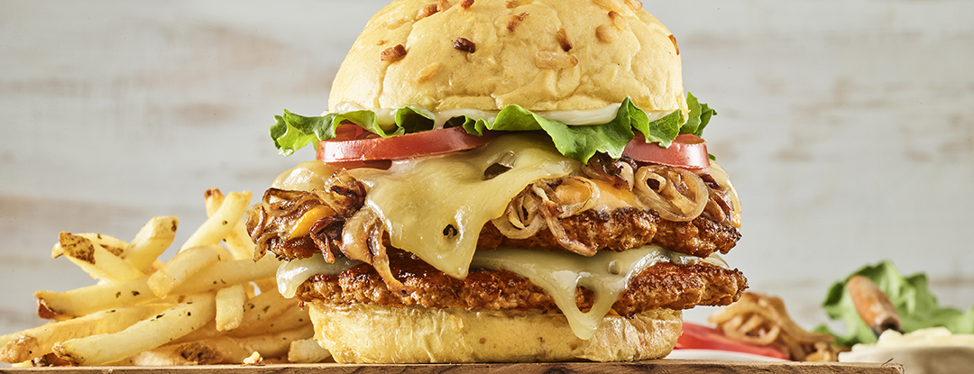 Order Double Cheesy Caramelized Onion Smash Turkey Burger food online from Smashburger store, Elk Grove on bringmethat.com