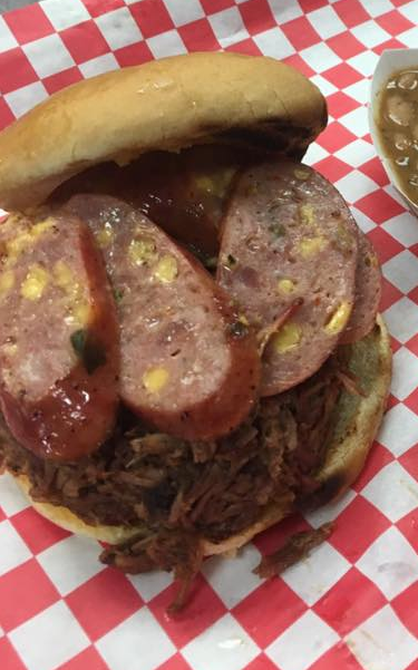 Order Chopped Brisket and Sausage Sandwich food online from Tyler's Barbeque store, Amarillo on bringmethat.com
