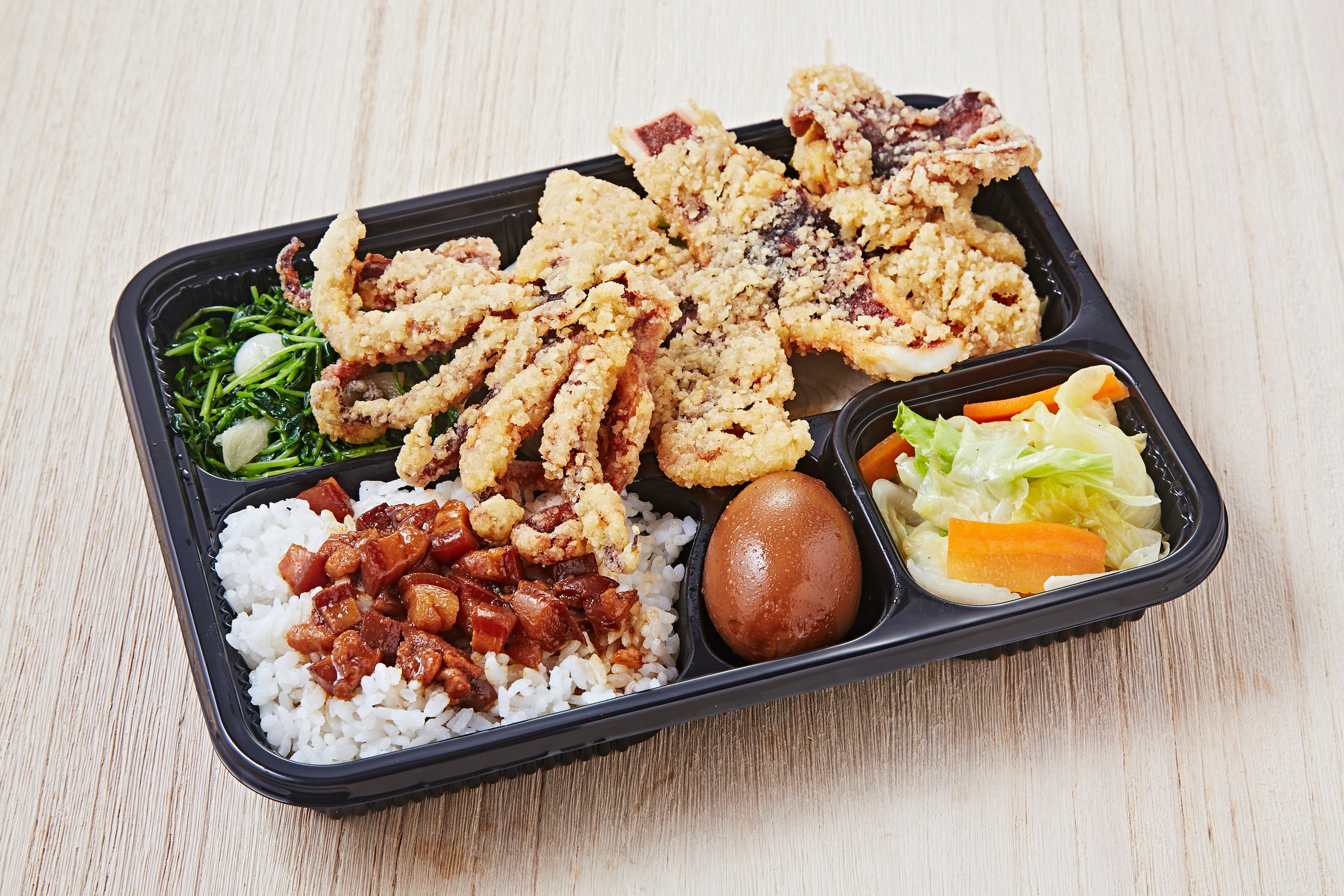 Order #R9 Fried Squid Bento food online from O2 Valley store, Cupertino on bringmethat.com