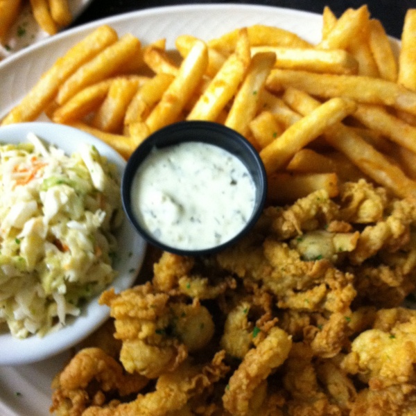 Order 12 Pieces Fried Calamari and Fries food online from Shinar Pizza Market store, El Cajon on bringmethat.com