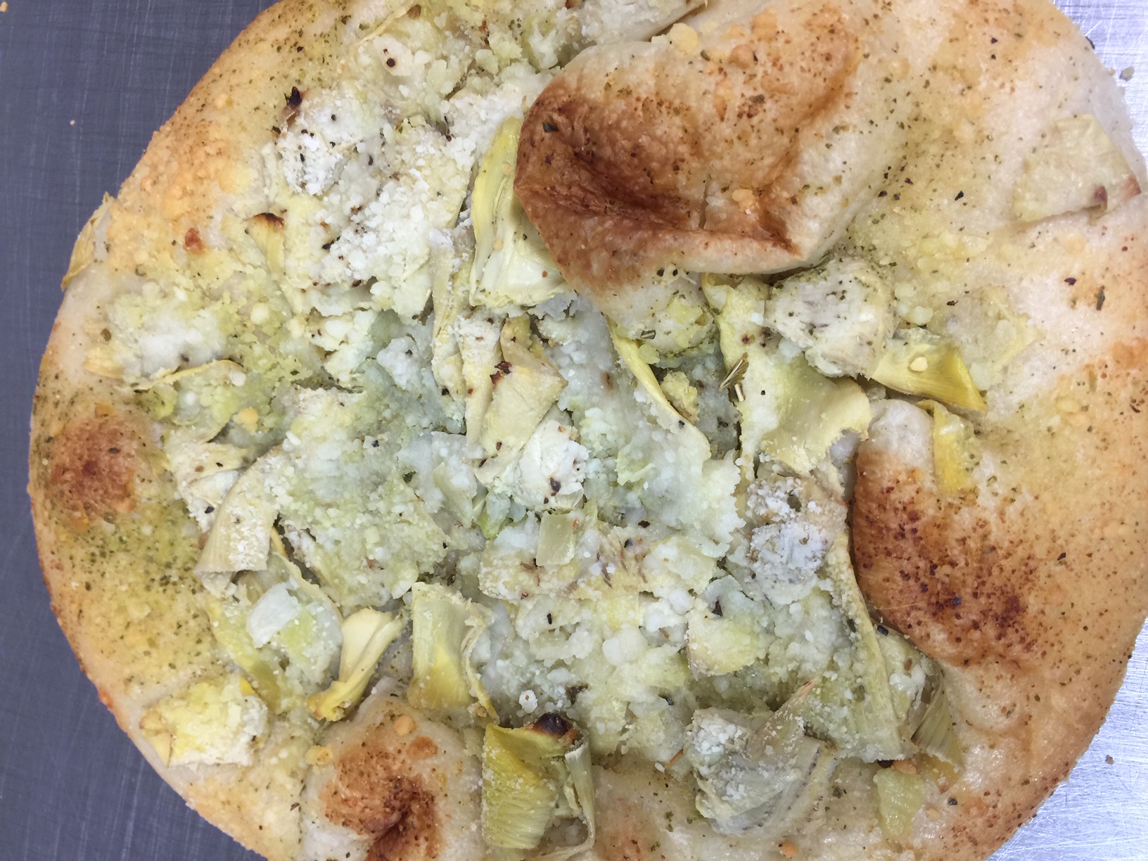 Order Artichoke Pesto Pizza food online from Savoia Pastry Shoppe store, Rochester on bringmethat.com