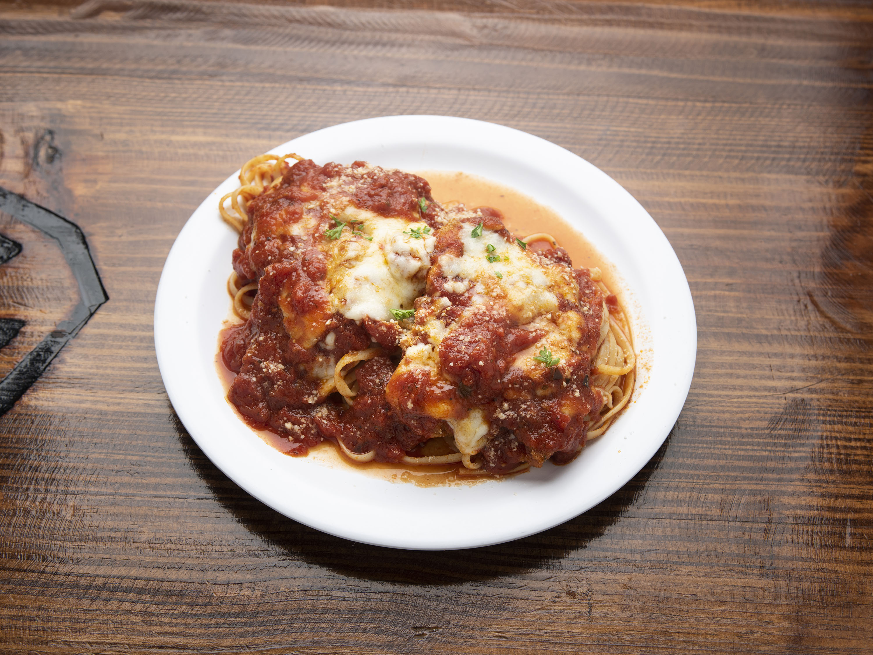 Order Chicken Parm Pasta food online from The Pizzeria-Mission TX store, Mission on bringmethat.com