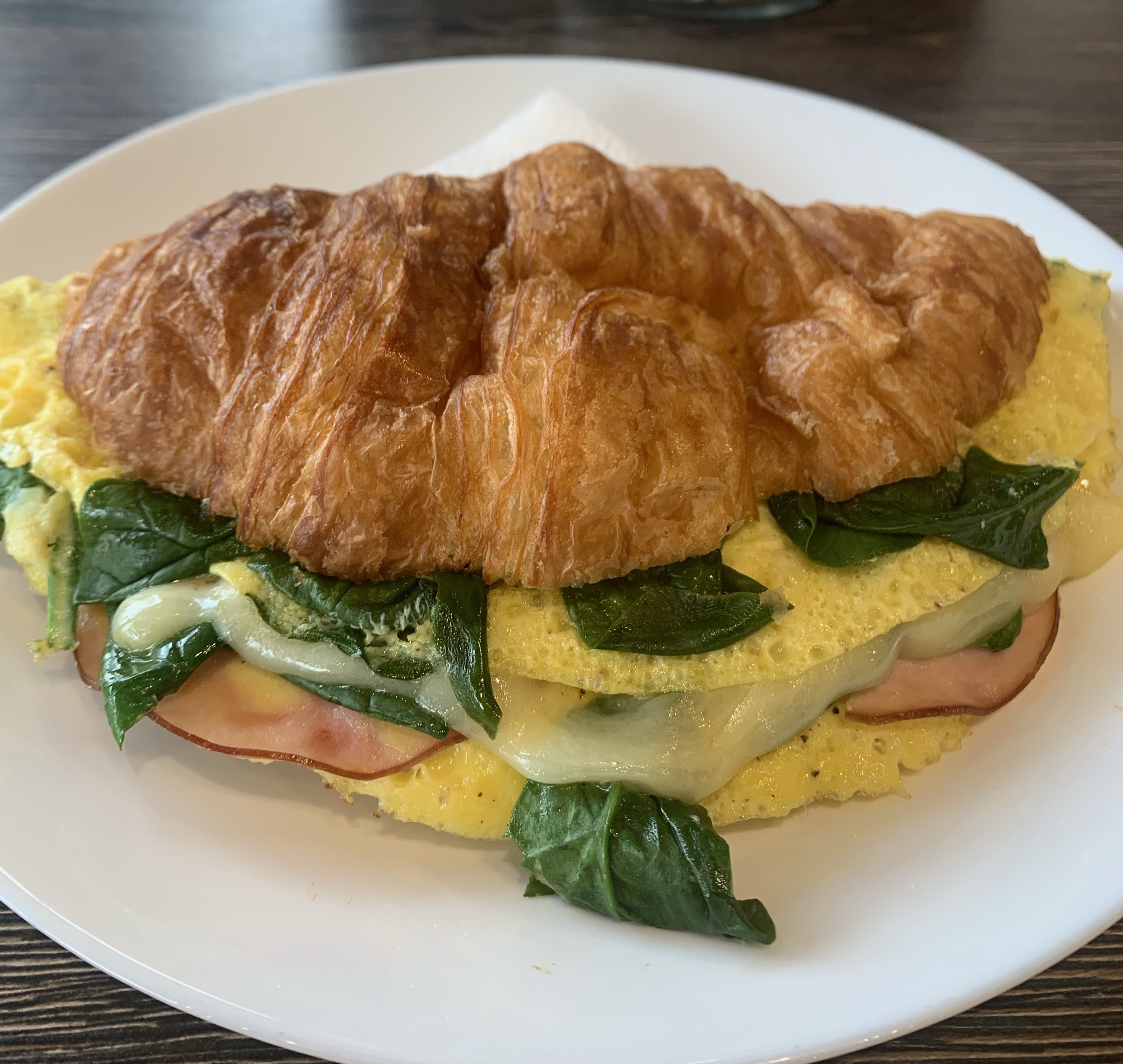 Order Ham, Spinach, Egg and Cheese on Croissant food online from Soho Tea and Coffee store, Washington DC on bringmethat.com