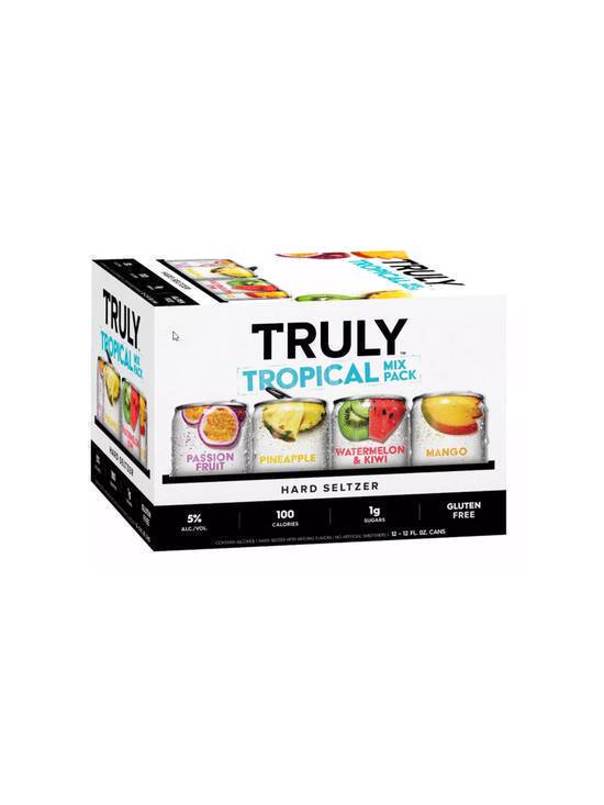 Order Truly Hard Seltzer Tropical Mix Variety Pk 12pk 12 OZ Cans  (5 % ABV) food online from Chevron Extramile store, Brea on bringmethat.com
