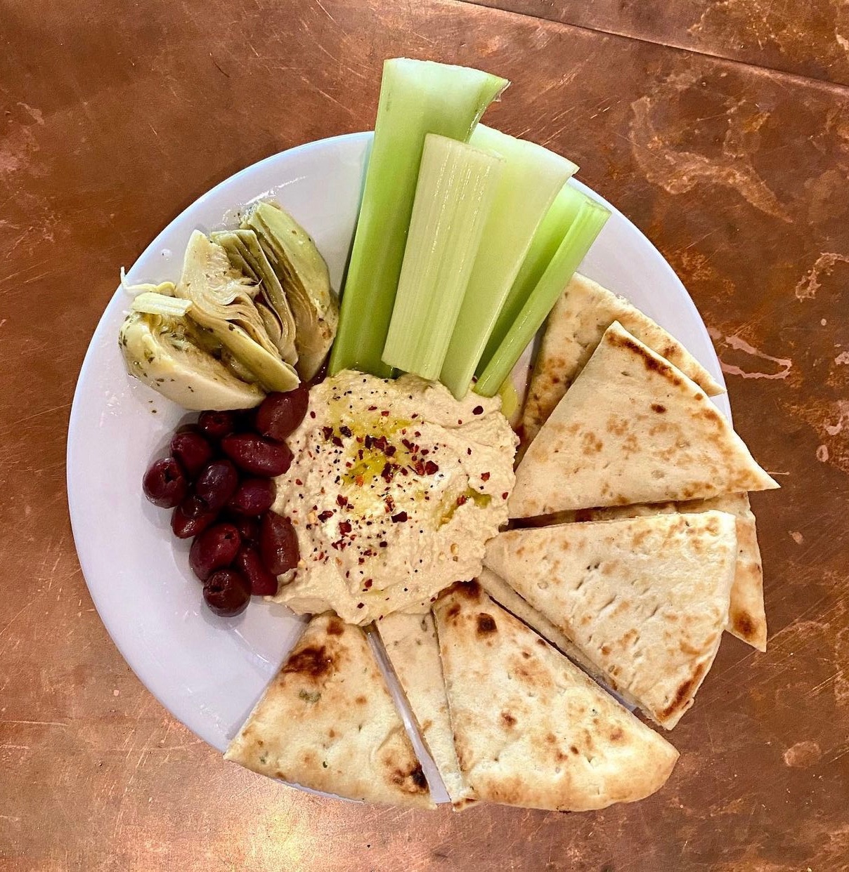Order Hummus Plate food online from Flagship Taproom store, Cotati on bringmethat.com