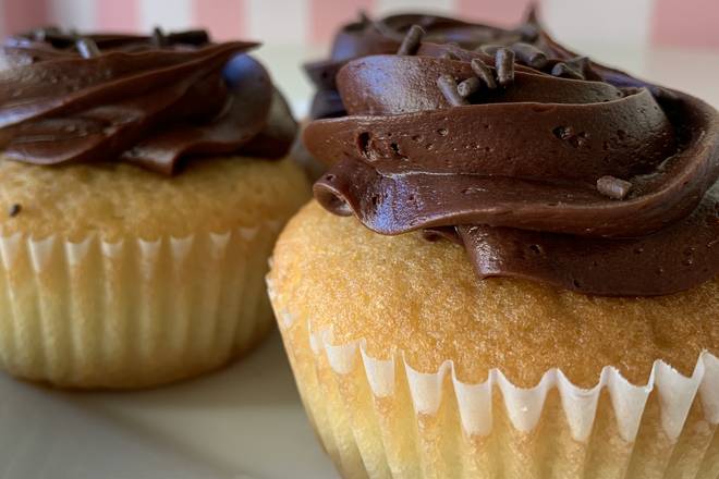 Order Vanilla - Chocolate Cupcake food online from Rum Cakes Factory store, Plano on bringmethat.com