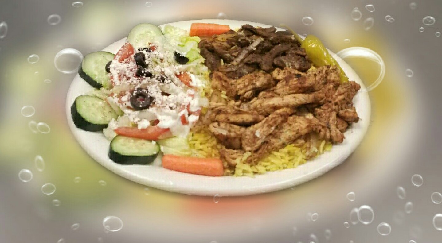 Order Mixed Shawarma Plate  food online from Gyro Cafe store, Everett on bringmethat.com