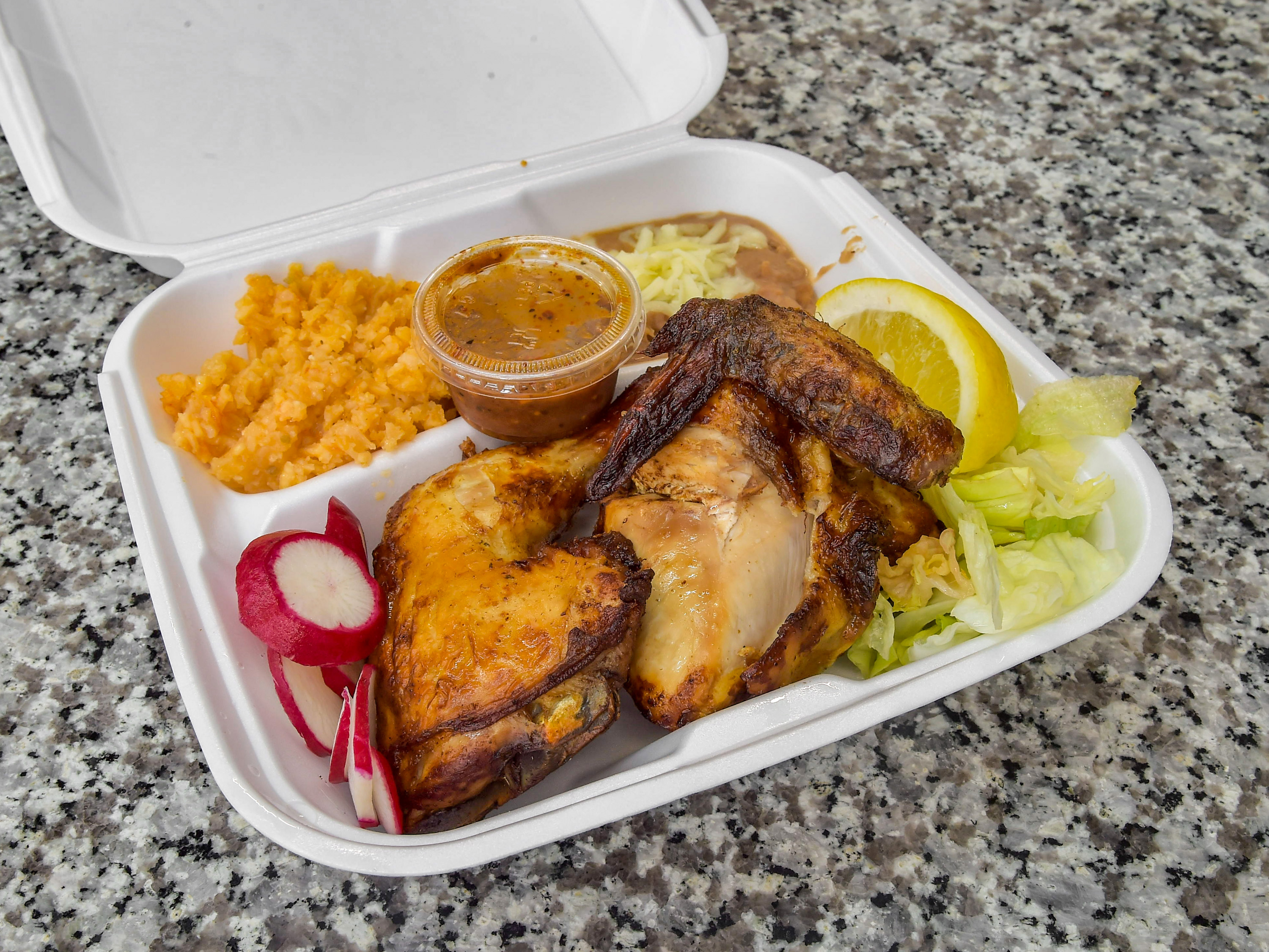 Order Pollo Combo with Free 16 oz. soda food online from Usa Food And Deli Inc store, Exeter on bringmethat.com
