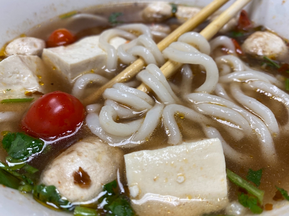 Order ANGRY UDON TOFU food online from Disco Boba & Tea store, Houston on bringmethat.com