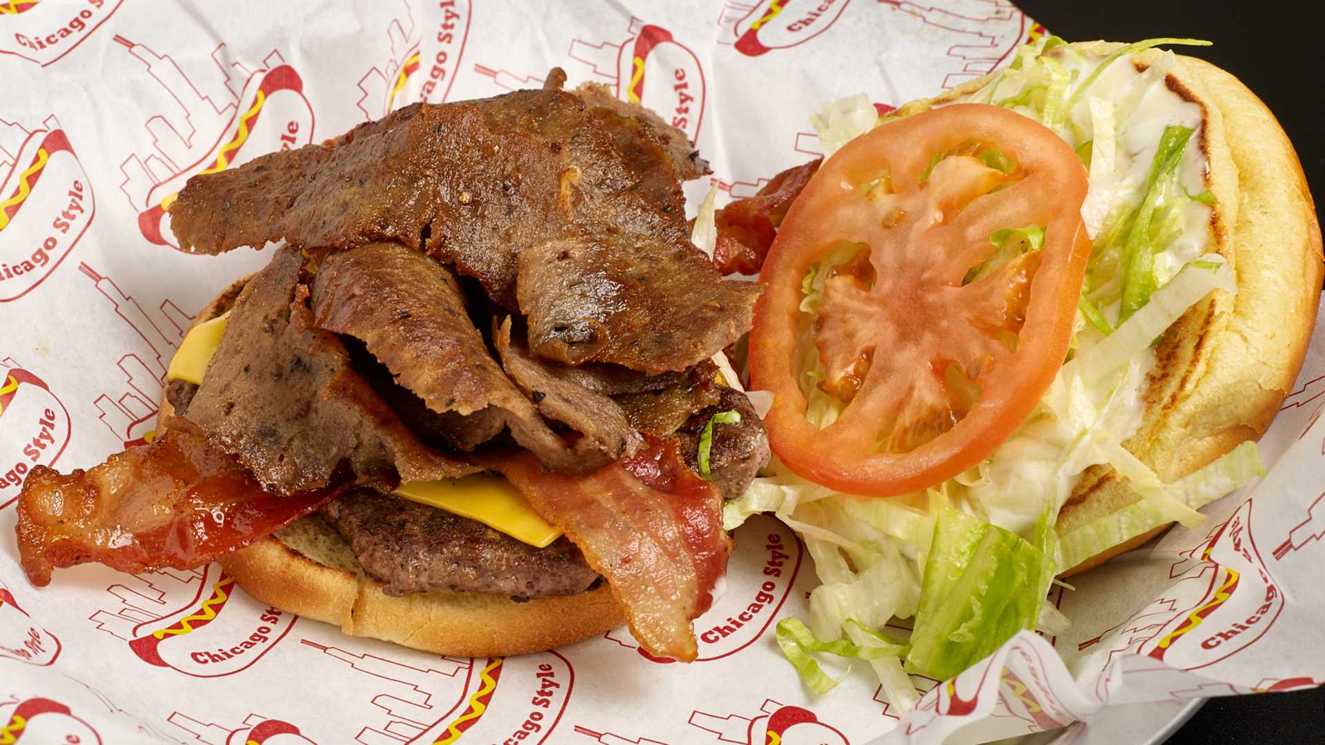 Order Mega Burger food online from Patelli Gyros store, Naperville on bringmethat.com