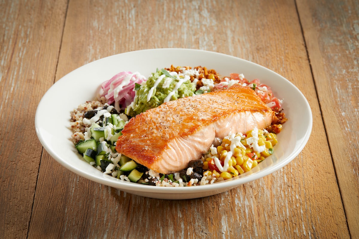 Order Cauliflower & Quinoa Power Bowl With Salmon* food online from Bj Restaurant & Brewhouse store, Lewisville on bringmethat.com