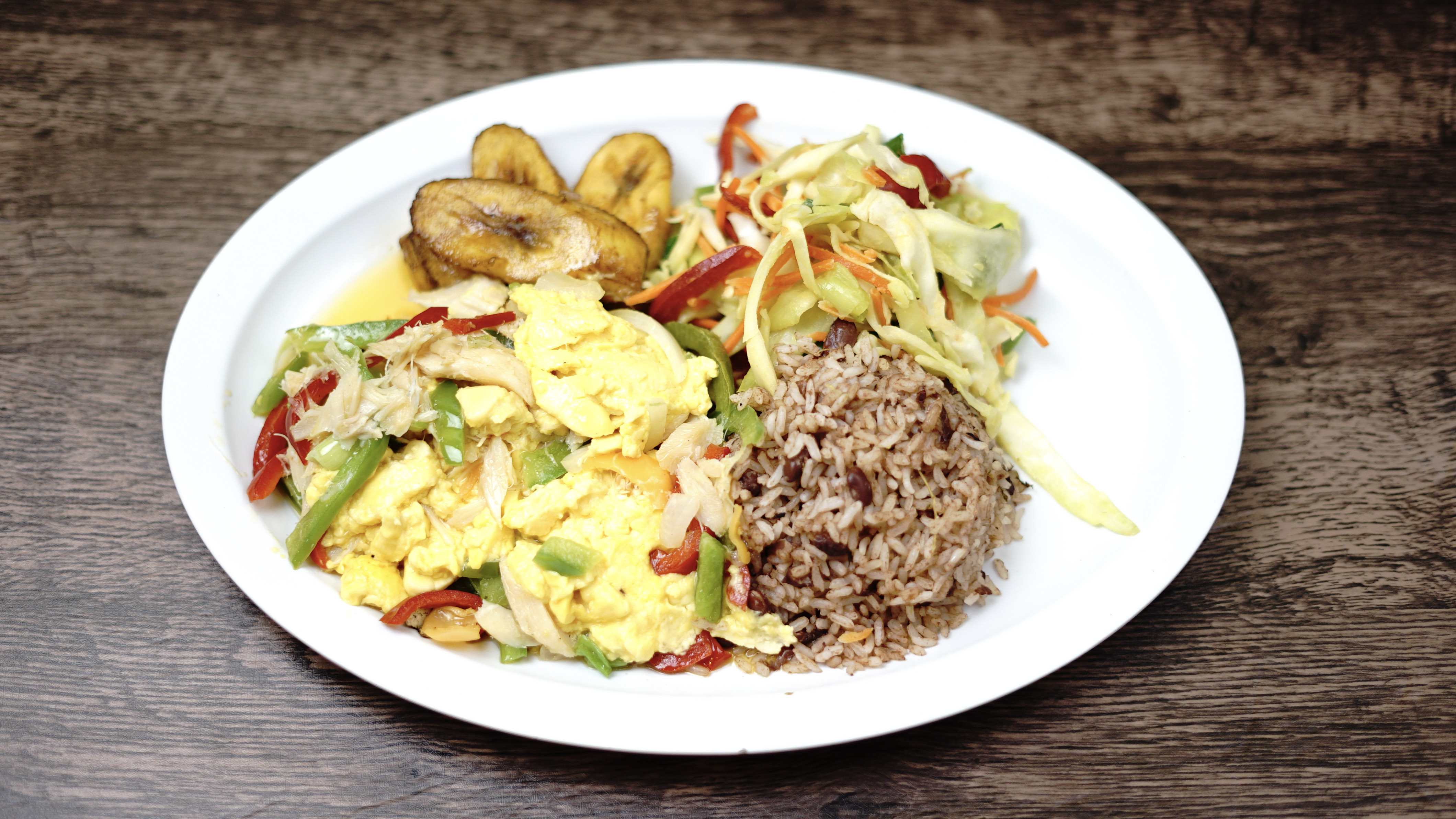 Order Ackee and Salt Fish Dinner food online from Yaad Style Jamaican Cuisine store, Portland on bringmethat.com