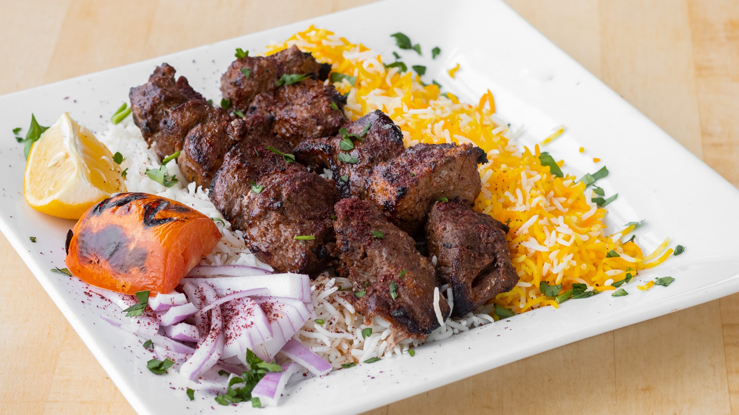 Order Lamb Shish Kabob food online from Rumis Market & Grill store, Cleveland on bringmethat.com