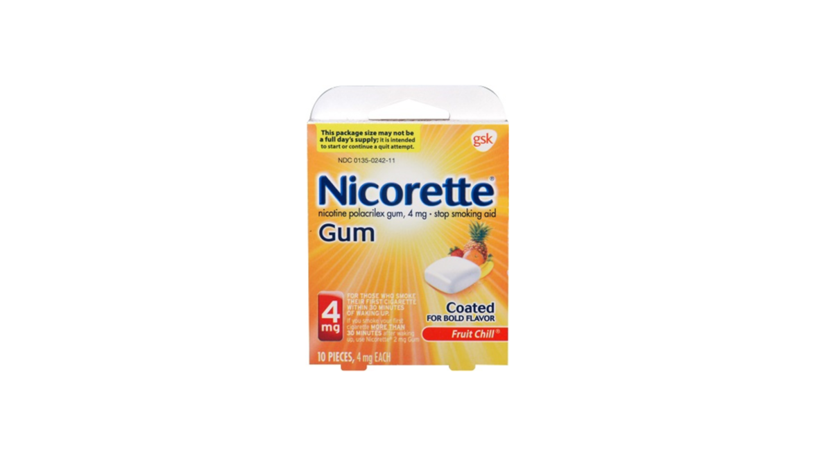 Order Nicorette Fruit Chill 4 mg 10 ct food online from Rebel store, Campbell on bringmethat.com