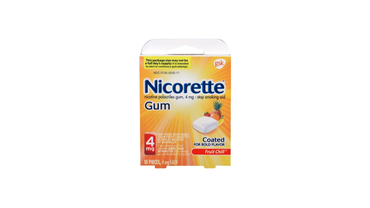 Order Nicorette Fruit Chill 4 mg 10 ct food online from Rebel store, Las Vegas on bringmethat.com