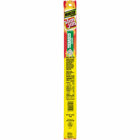 Order Slim Jim Monster Tabasco Smoked Snack Stick 1.94oz food online from 7-Eleven store, Red Oak on bringmethat.com