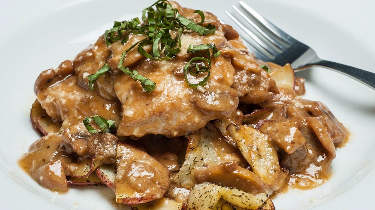 Order Chicken Marsala - Entree food online from Bucceto's store, Bloomington on bringmethat.com
