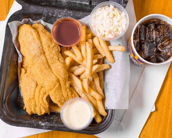 Order Catfish (2 Pieces) Combo food online from Captain Jay Fish & Chicken store, Eastpointe on bringmethat.com