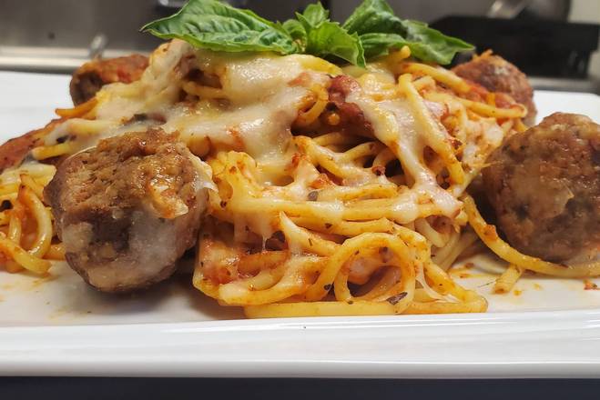 Order Spaghetti With Meat Balls food online from Deen's Cheesesteak store, Houston on bringmethat.com