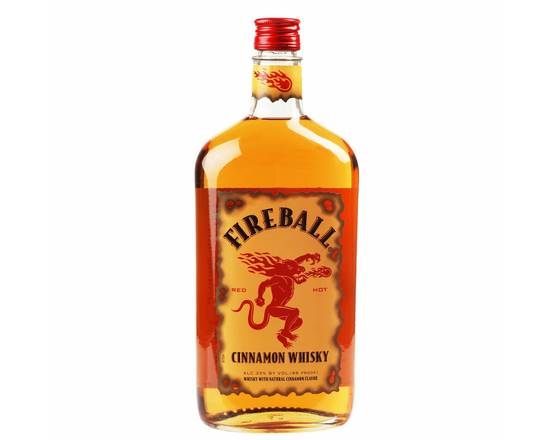 Order Fireball Cinnamon Whiskey, 750mL bottle (40% ABV) food online from Moby Liquor store, Los Angeles on bringmethat.com
