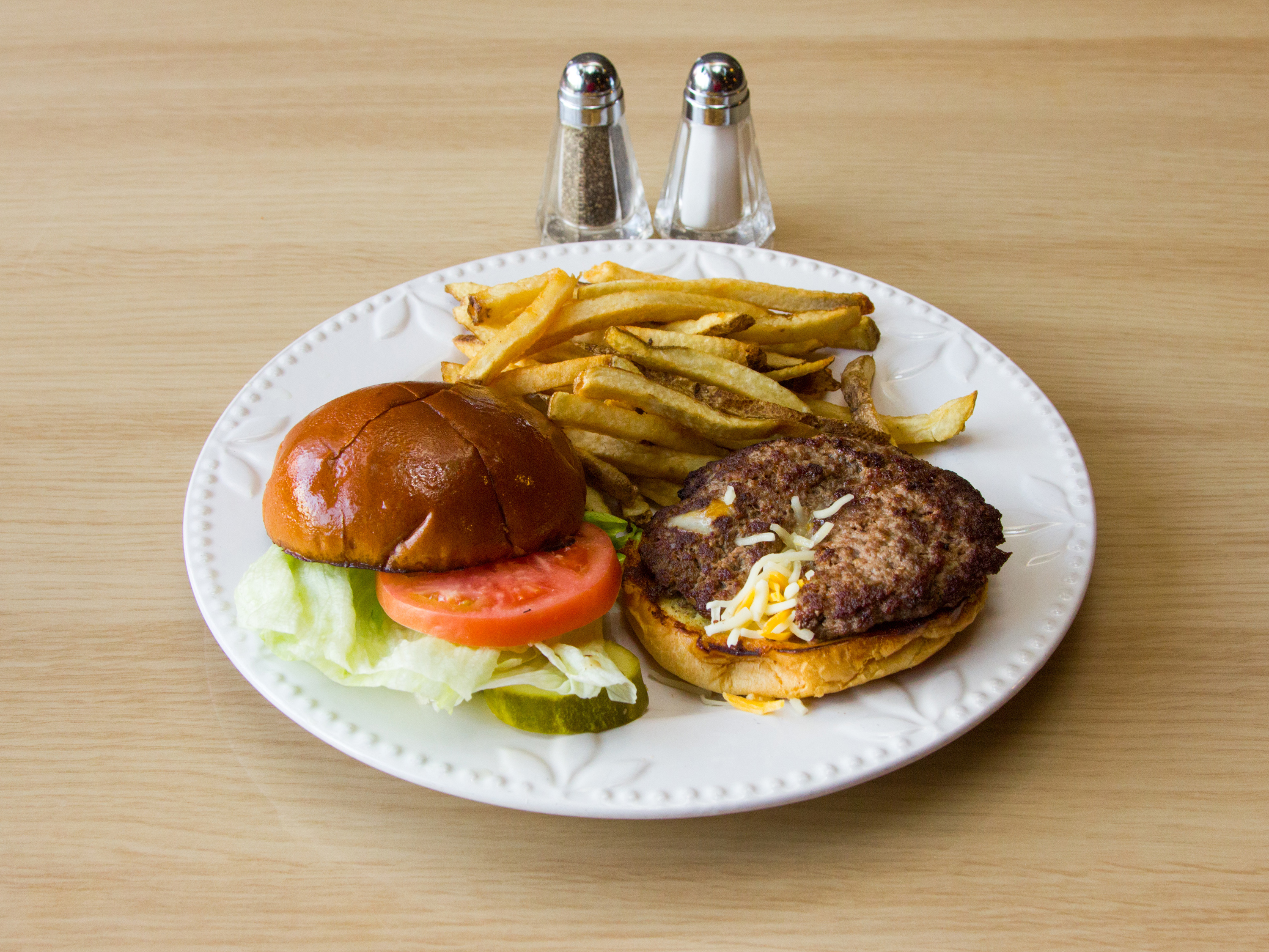 Order Cheese-Stuffed Burger with Fries food online from Burger Shop store, Staten Island on bringmethat.com