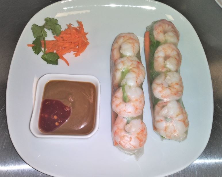 Order A3. Shrimp Spring Rolls food online from V Cafe store, Austin on bringmethat.com