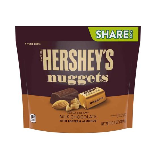 Order Hershey's Nuggets Extra Creamy Milk Chocolate with Toffee & Almonds Candy (10.2 oz) food online from Rite Aid store, Yamhill County on bringmethat.com