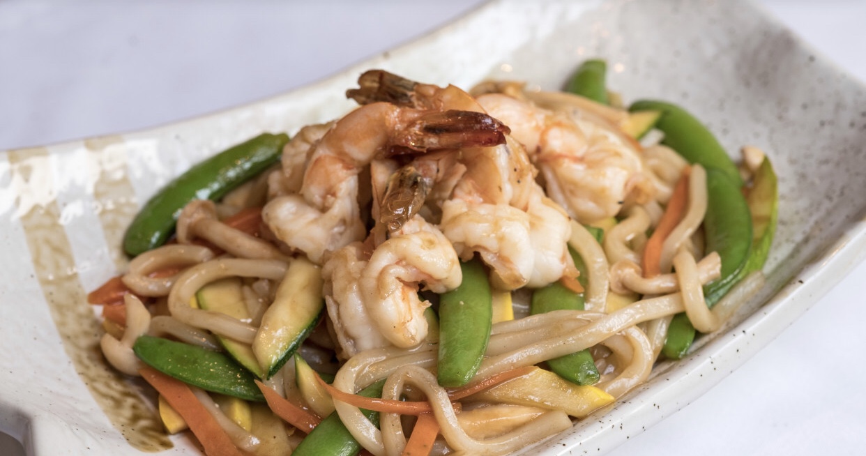 Order Pan Fried Shrimp Udon food online from Akimoto sushi store, New York on bringmethat.com