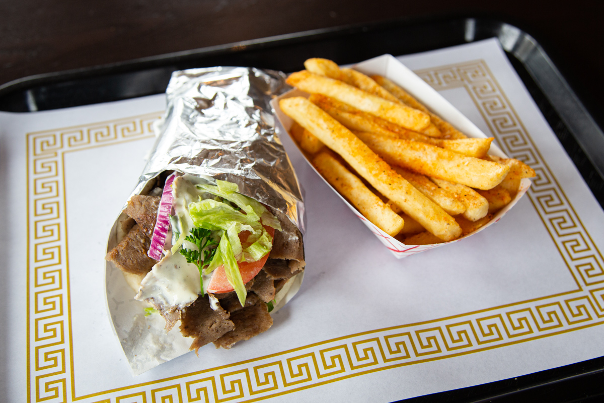 Order 7. Six oz. Gyro with Fries Combo food online from Number One Gyro Shoppe store, Hillard on bringmethat.com