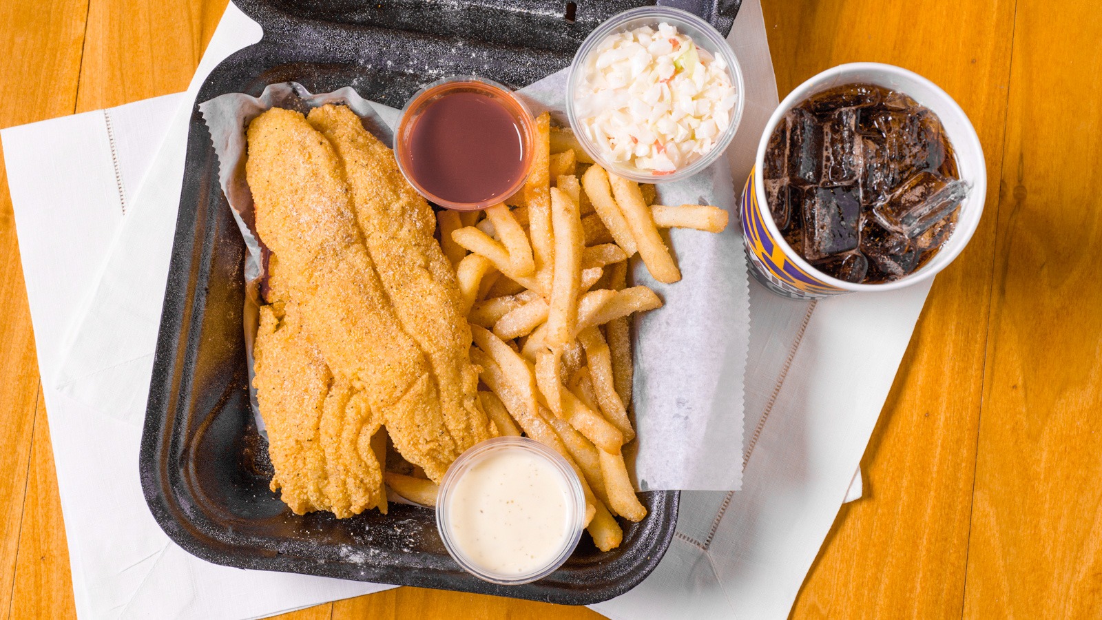 Order Catfish (2 Pieces) Combo food online from Captain Jay's Fish & Chicken store, Southfield on bringmethat.com