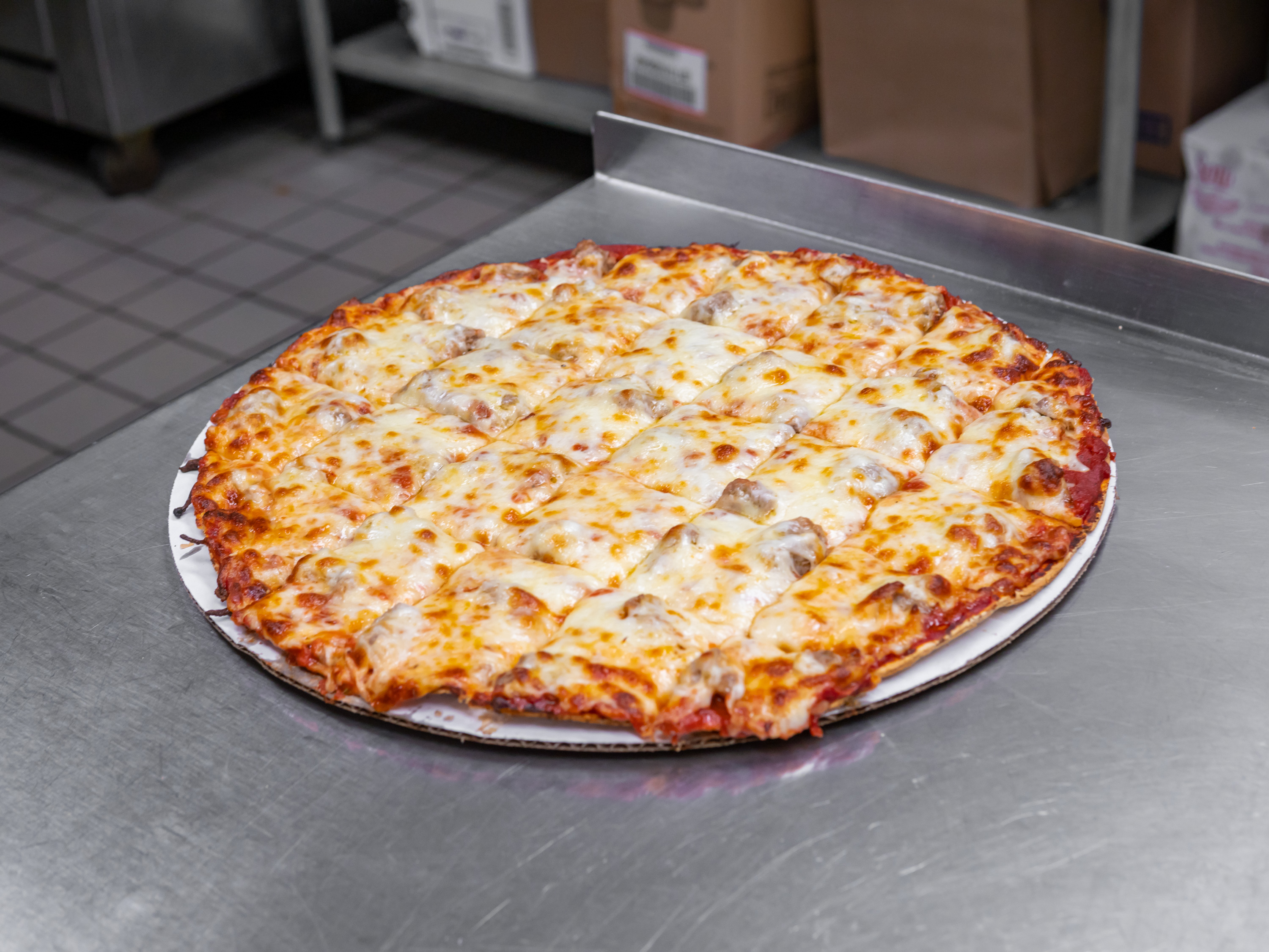Order Pete's Thin Crust Cheese Pizza food online from Pizza Mia store, Frankfort on bringmethat.com
