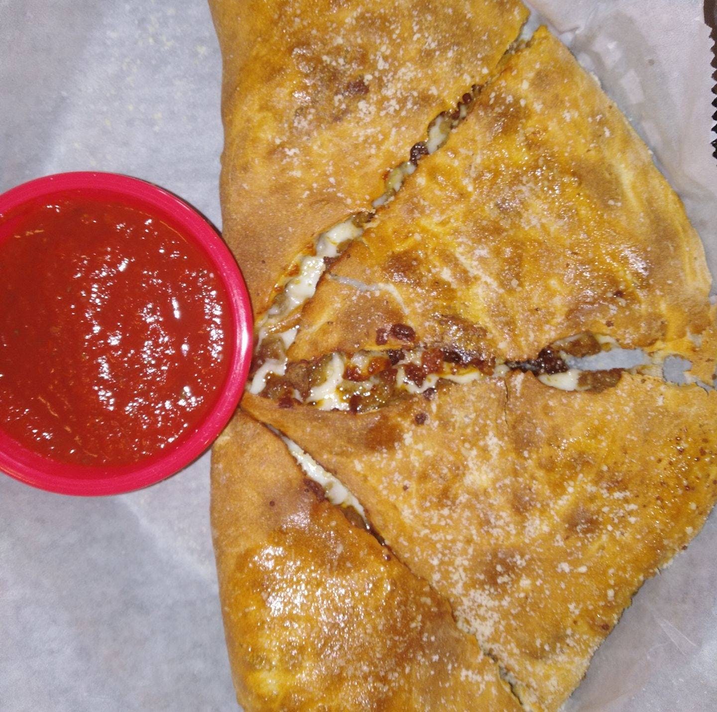 Order Meat Calzone - Calzone food online from Pizza Chef store, Guyton on bringmethat.com