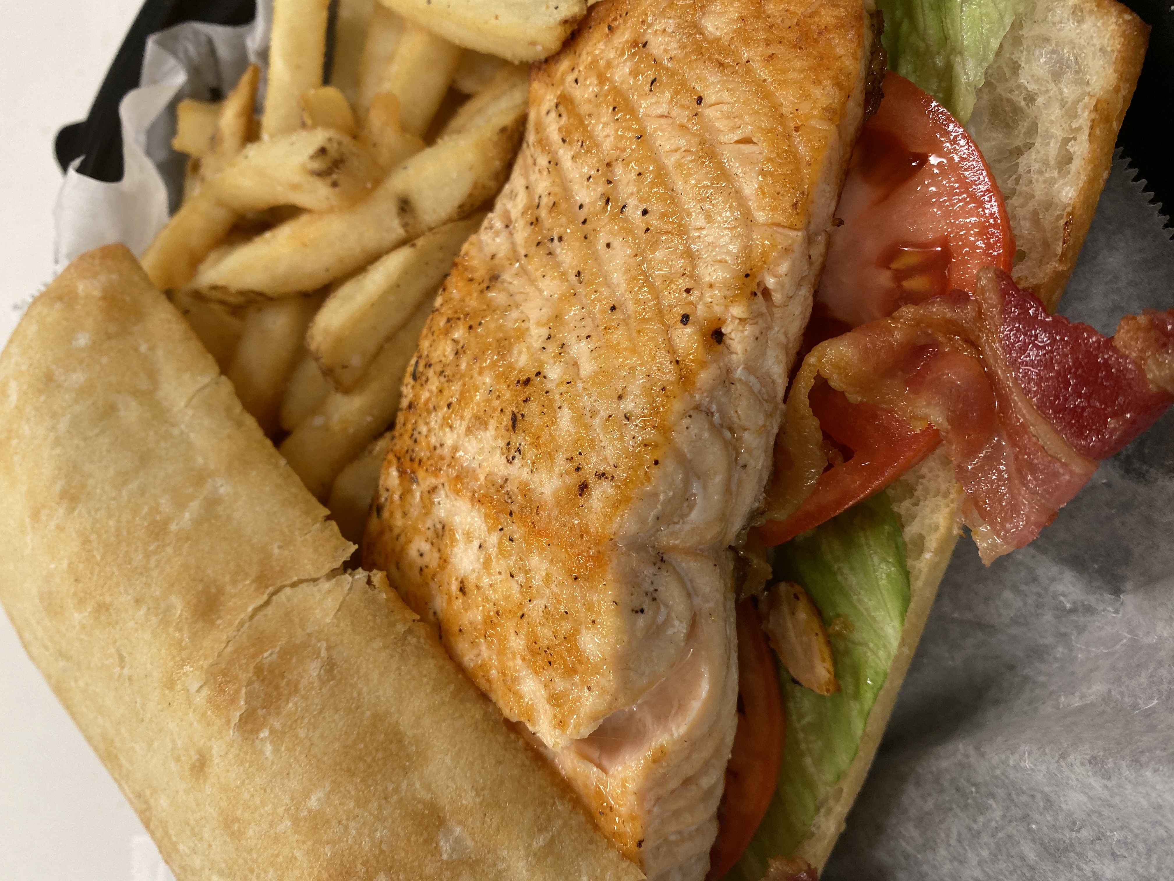 Order Salmon BLT  Sandwich food online from Cj Finz Raw Bar & Grille store, Manassas on bringmethat.com