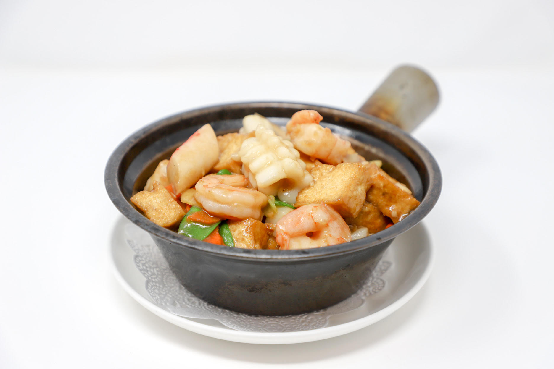 Order Assorted Seafood and Tofu Bowl in Spicy Sauce food online from Saint's Alp Teahouse & Gourmet store, Chicago on bringmethat.com