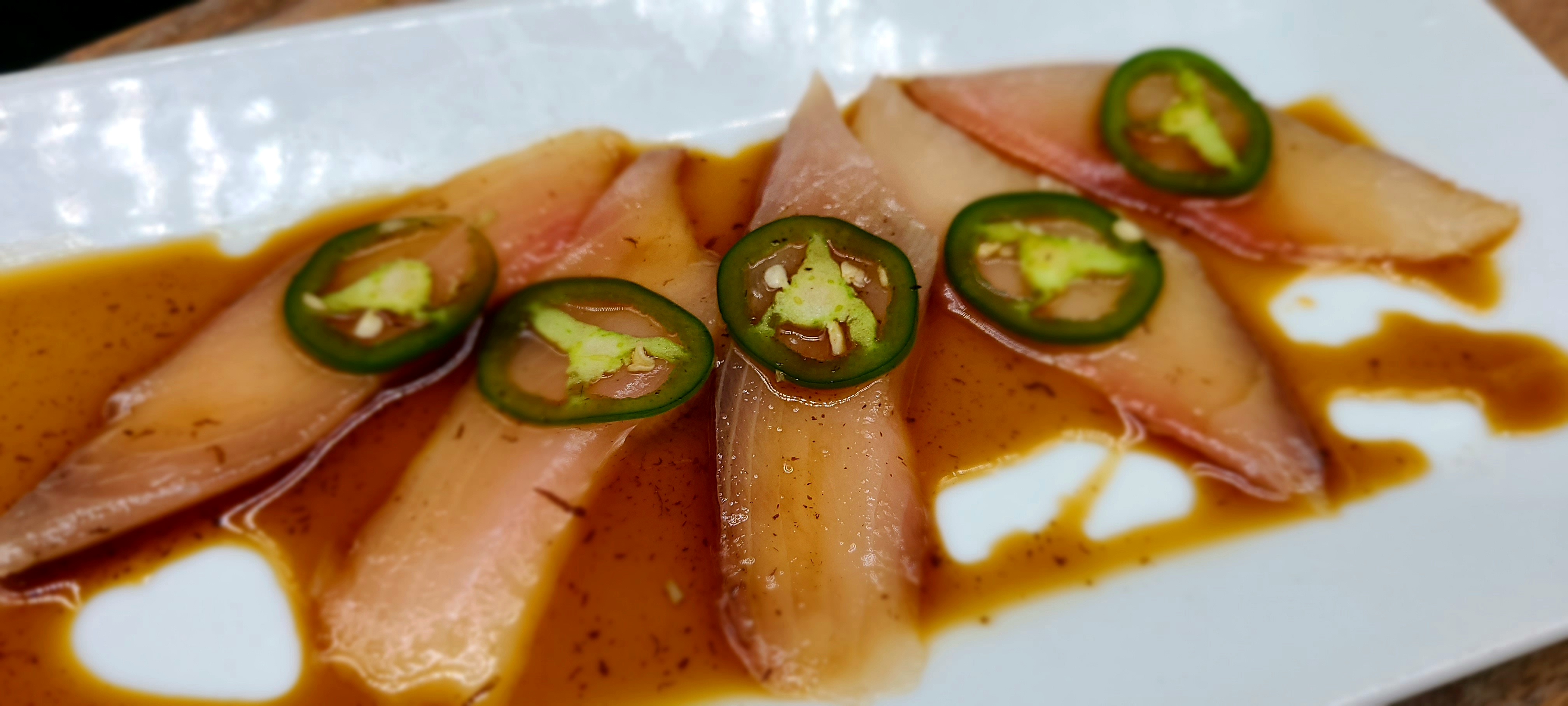 Order PA9. Yellowtail Carpaccio(5pcs) food online from Hello Sushi store, Fullerton on bringmethat.com