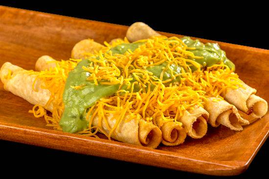 Order Five Rolled Tacos Cheese with Guacamole food online from Filiberto Mexican Food store, Glendale on bringmethat.com
