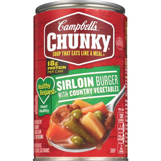 Order Campbell's Chunky Healthy Request Soup, Sirloin Burger with Country Vegetable Beef Soup, 18.8 Oz Can food online from Cvs store, LOS ANGELES on bringmethat.com