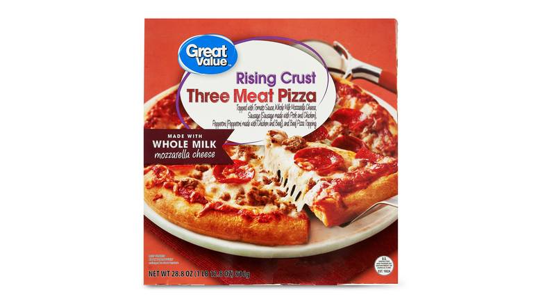 Order Great Value Rising Crust Pizza, Three Meat food online from Red Roof Market store, Lafollette on bringmethat.com
