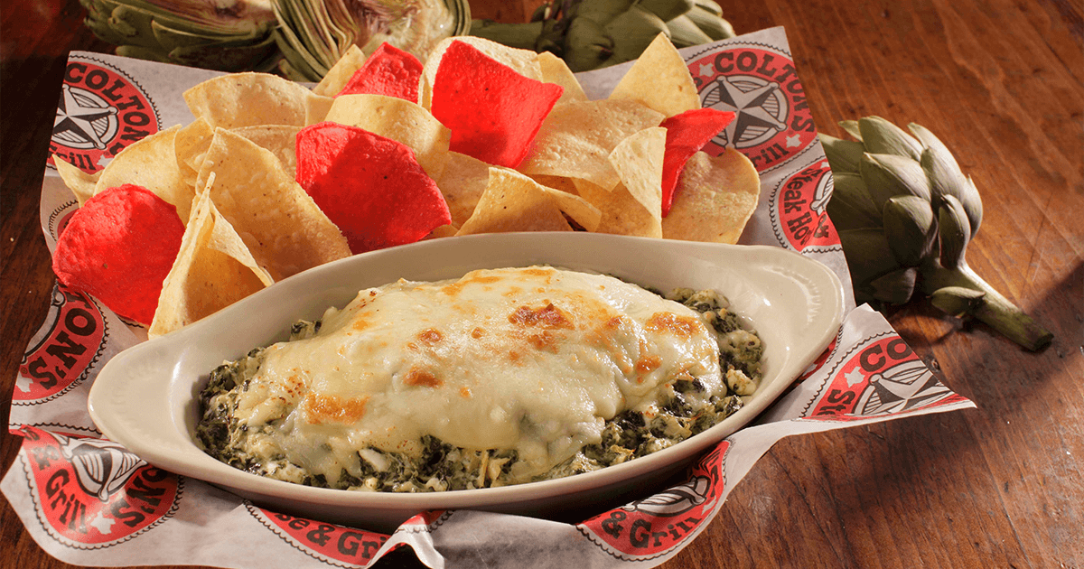 Order Spinach Artichoke Dip food online from Colton Steakhouse & Grill store, Collinsville on bringmethat.com