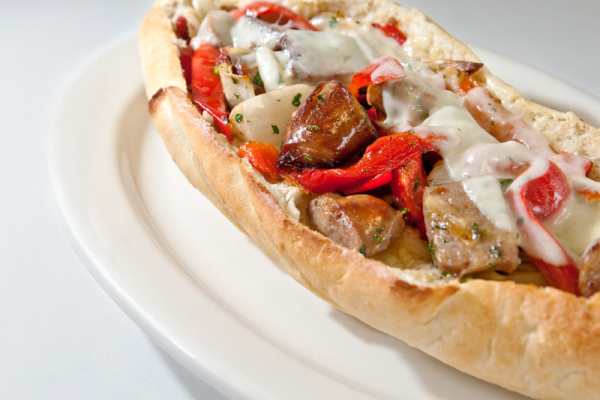 Order 7" Sausage, Peppers and Onions Sandwich food online from Ametis Pizza store, Clifton on bringmethat.com