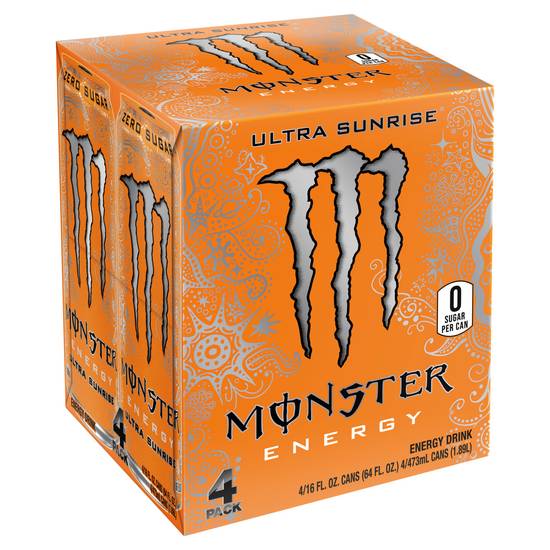 Order Monster Energy Drink Ultra Sunrise Cans (16 oz x 4 ct) food online from Rite Aid store, VALLEY STREAM on bringmethat.com