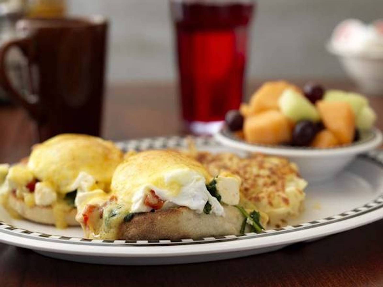 Order Florentine & Feta Cheese Benedict (V) food online from Deluxe Diner store, Chicago on bringmethat.com