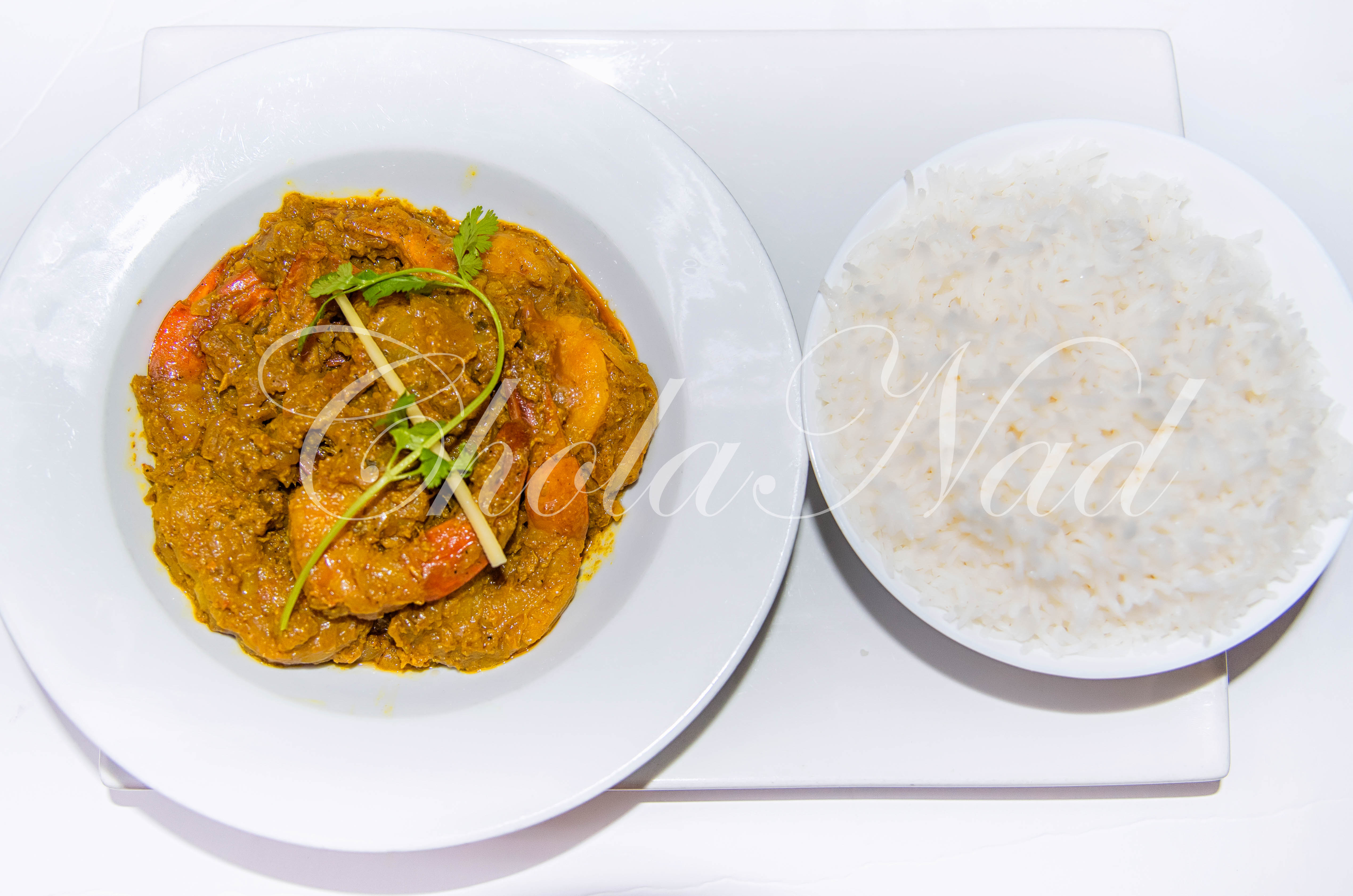 Order Shrimp Chettinad With Rice (Spicy, Gluten Free) food online from Cholanad store, Chapel Hill on bringmethat.com
