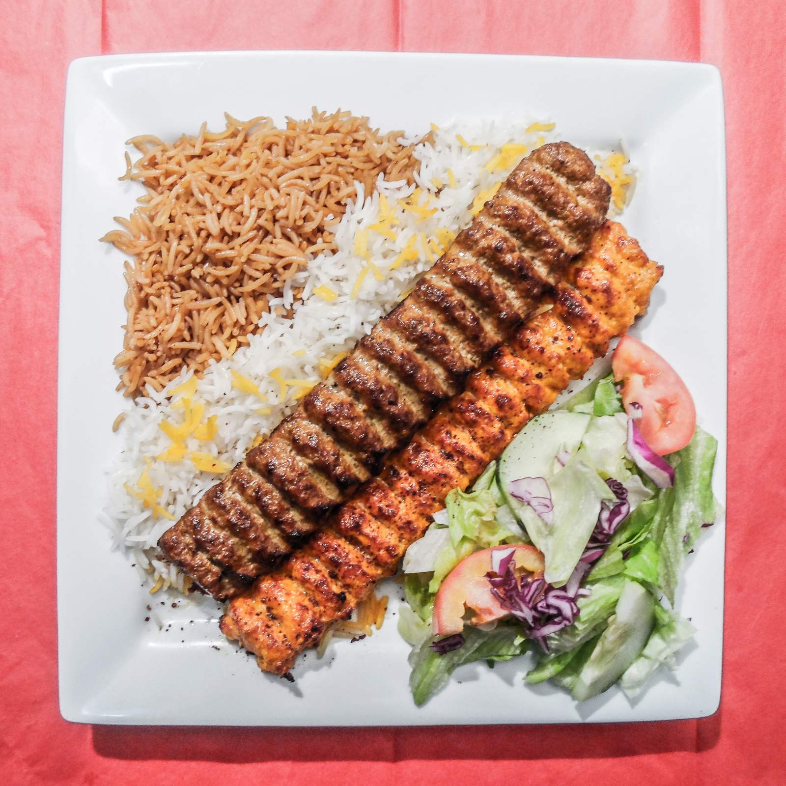 Order 13. Chicken and Beef Kobidah Combo food online from Grill Kabob Xpress store, Old Town Manassas on bringmethat.com
