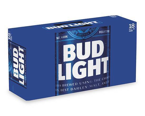 Order Bud Light, 18pk-12 oz Can Beer (4.2% ABV) food online from Ampm store, Hemet on bringmethat.com