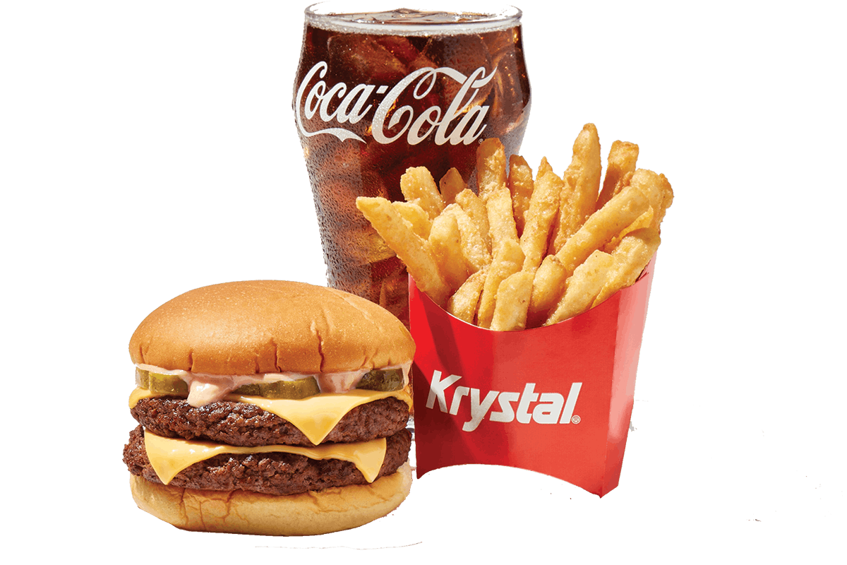 Order DOUBLE BIG BURGER COMBO food online from Krystal on Spring St. #MAC003 store, Macon on bringmethat.com